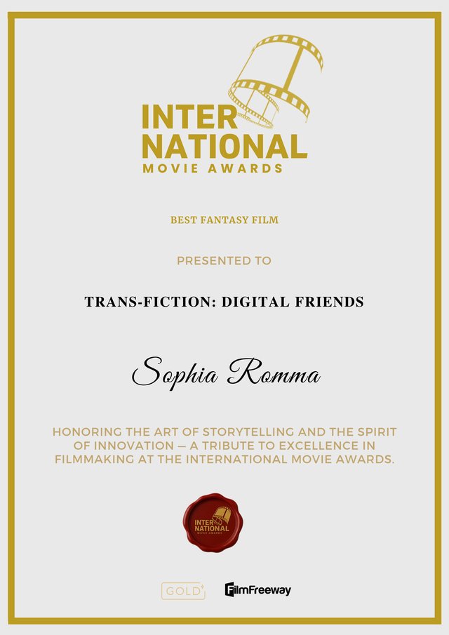 Best Fantasy Film — International Movie Awards Indie 2026 certificate